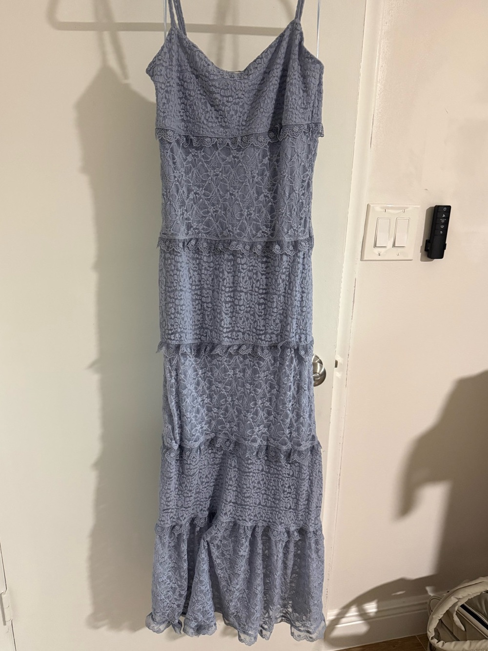 Thirty / thirty Light Blue Lace Tiered Midi Dress